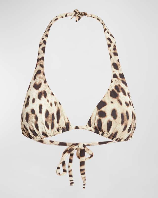 Leopard-Print Triangle Bikini Top